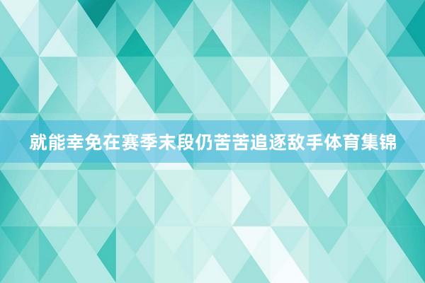 就能幸免在赛季末段仍苦苦追逐敌手体育集锦