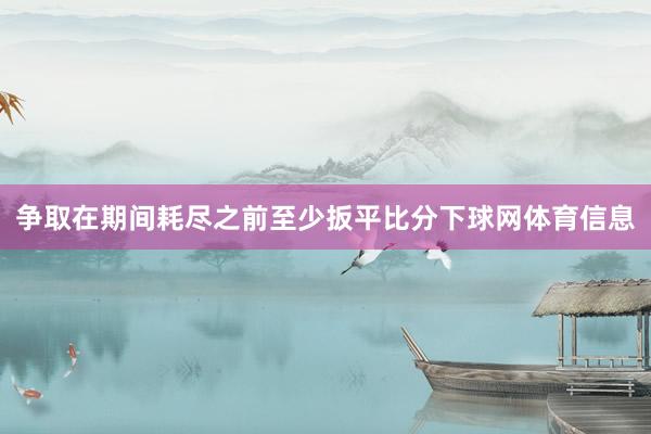 争取在期间耗尽之前至少扳平比分下球网体育信息