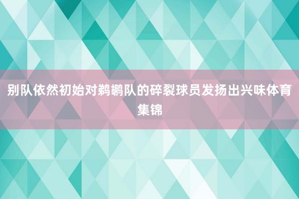别队依然初始对鹈鹕队的碎裂球员发扬出兴味体育集锦