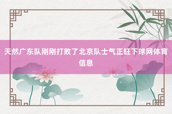 天然广东队刚刚打败了北京队士气正旺下球网体育信息
