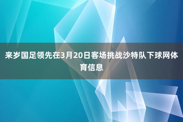 来岁国足领先在3月20日客场挑战沙特队下球网体育信息