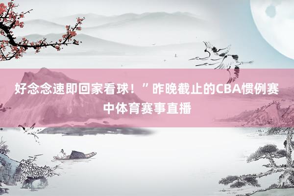 好念念速即回家看球！”昨晚截止的CBA惯例赛中体育赛事直播