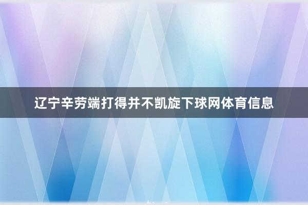 辽宁辛劳端打得并不凯旋下球网体育信息