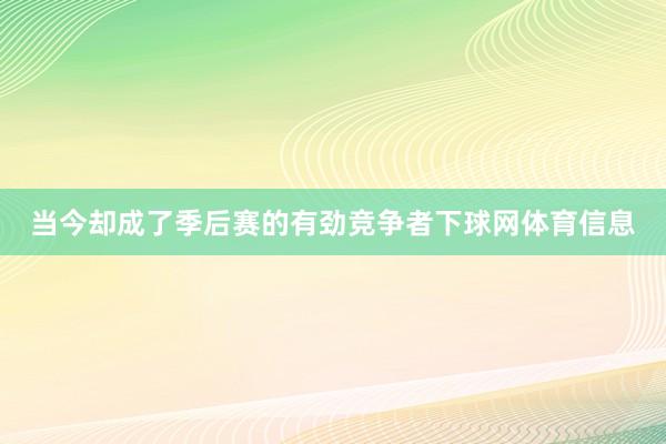 当今却成了季后赛的有劲竞争者下球网体育信息