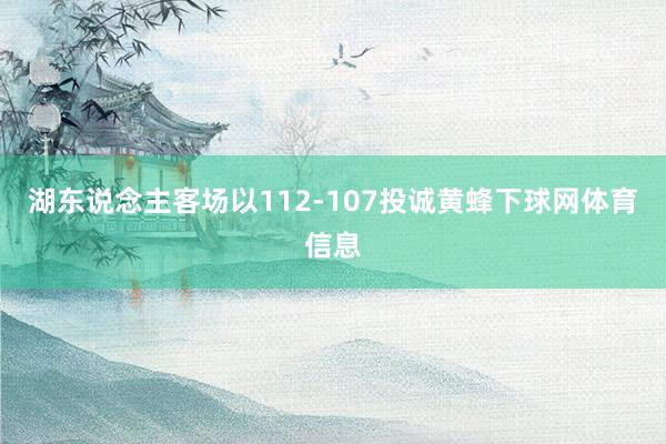 湖东说念主客场以112-107投诚黄蜂下球网体育信息