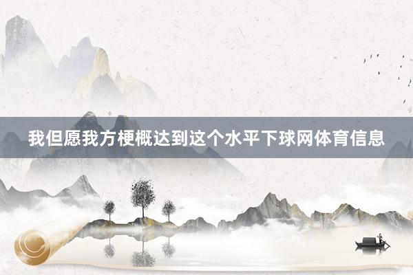 我但愿我方梗概达到这个水平下球网体育信息