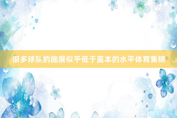 很多球队的施展似乎低于蓝本的水平体育集锦