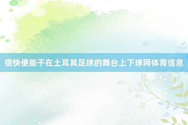 很快便能干在土耳其足球的舞台上下球网体育信息