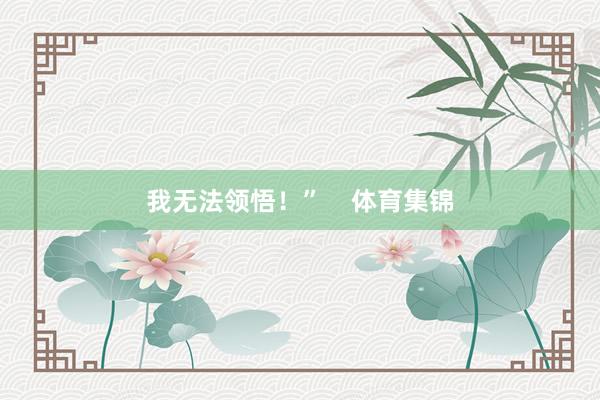 我无法领悟！”    体育集锦