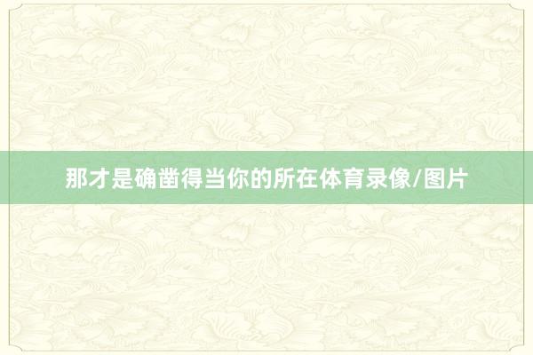 那才是确凿得当你的所在体育录像/图片