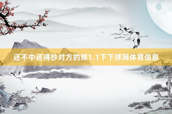 还不中还得抄对方的球1.1下下球网体育信息