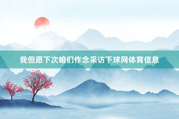 我但愿下次咱们作念采访下球网体育信息