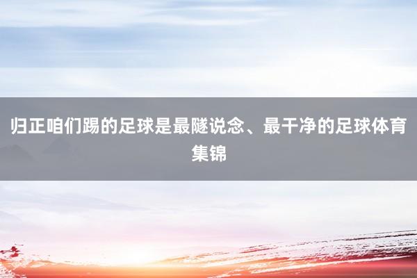 归正咱们踢的足球是最隧说念、最干净的足球体育集锦