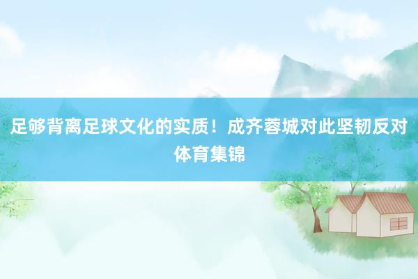 足够背离足球文化的实质！成齐蓉城对此坚韧反对体育集锦