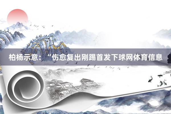柏杨示意：“伤愈复出刚踢首发下球网体育信息