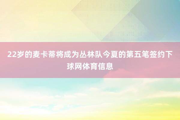 22岁的麦卡蒂将成为丛林队今夏的第五笔签约下球网体育信息
