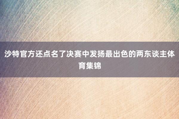沙特官方还点名了决赛中发扬最出色的两东谈主体育集锦