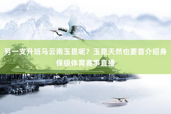 另一支升班马云南玉昆呢？玉昆天然也要首介绍身保级体育赛事直播