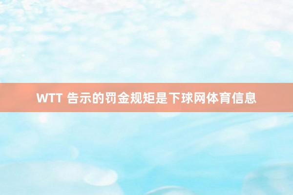 WTT 告示的罚金规矩是下球网体育信息