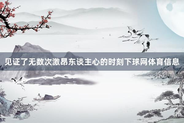 见证了无数次激昂东谈主心的时刻下球网体育信息