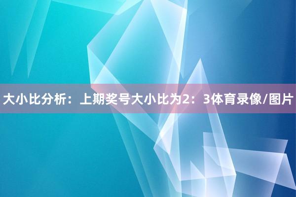 大小比分析：上期奖号大小比为2：3体育录像/图片